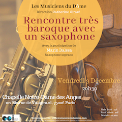 CONCERT "RENCONTRE TRES BAROQUE AVEC UN SAXOPHONE"