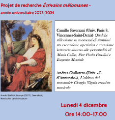 CYCLE DE SÉMINAIRE: ÉCRIVAINS MÉLOMANES